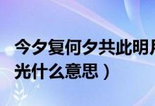 今夕復(fù)何夕共此明月光（今夕復(fù)何夕共此明月光什么意思）