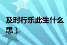 及時行樂此生什么（人生在世及時行樂什么意思）