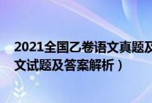 2021全國乙卷語文真題及答案解析（2022全國乙卷高考語文試題及答案解析）