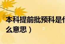 本科提前批預(yù)科是什么（本科提前批預(yù)科是什么意思）