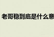 老哥穩(wěn)到底是什么意思（老哥穩(wěn)是什么意思）