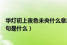 華燈初上夜色未央什么意思(華燈初上夜未央什么意思下一句是什么)
