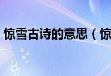 驚雪古詩(shī)的意思（驚雪這個(gè)詞語(yǔ)是什么意思）