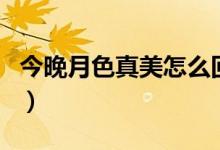 今晚月色真美怎么回復(fù)（今晚月色真美下一句）