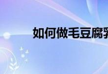 如何做毛豆腐乳（毛豆腐乳做法）