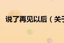 說了再見以后（關(guān)于說了再見以后的介紹）