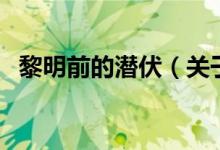 黎明前的潛伏（關(guān)于黎明前的潛伏的介紹）