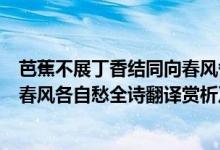 芭蕉不展丁香結(jié)同向春風(fēng)各自愁解釋?zhuān)ò沤恫徽苟∠憬Y(jié)同向春風(fēng)各自愁全詩(shī)翻譯賞析及作者出處）