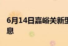 6月14日嘉峪關新型冠狀病毒肺炎疫情最新消息