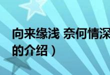 向來(lái)緣淺 奈何情深（關(guān)于向來(lái)緣淺 奈何情深的介紹）