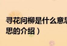 尋花問柳是什么意思（關(guān)于尋花問柳是什么意思的介紹）