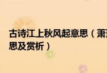 古詩江上秋風(fēng)起意思（蕭蕭梧葉送寒聲江上秋風(fēng)送客行的意思及賞析）