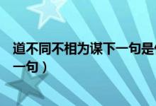 道不同不相為謀下一句是什么（道不同不相為謀什么意思下一句）