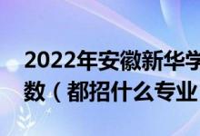 2022年安徽新華學(xué)院各省招生計劃及招生人數(shù)（都招什么專業(yè)）