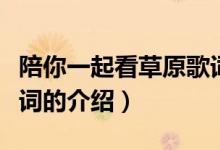 陪你一起看草原歌詞（關(guān)于陪你一起看草原歌詞的介紹）