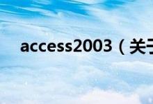access2003（關于access2003的介紹）