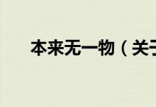本來無一物（關(guān)于本來無一物的介紹）