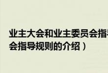 業(yè)主大會和業(yè)主委員會指導(dǎo)規(guī)則（關(guān)于業(yè)主大會和業(yè)主委員會指導(dǎo)規(guī)則的介紹）