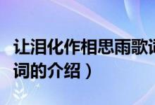 讓淚化作相思雨歌詞（關(guān)于讓淚化作相思雨歌詞的介紹）