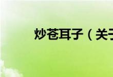炒蒼耳子（關(guān)于炒蒼耳子的介紹）