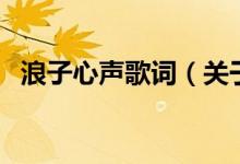 浪子心聲歌詞（關(guān)于浪子心聲歌詞的介紹）