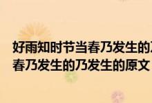 好雨知時節(jié)當春乃發(fā)生的乃發(fā)生是什么意思（好雨知時節(jié)當春乃發(fā)生的乃發(fā)生的原文）