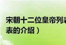 宋朝十二位皇帝列表（關于宋朝十二位皇帝列表的介紹）