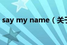 say my name（關(guān)于say my name的介紹）