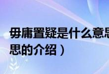 毋庸置疑是什么意思（關(guān)于毋庸置疑是什么意思的介紹）