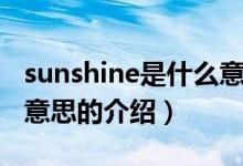 sunshine是什么意思（關于sunshine是什么意思的介紹）