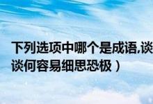 下列選項(xiàng)中哪個(gè)是成語,談何容易細(xì)思恐極（下列哪個(gè)是成語談何容易細(xì)思恐極）