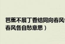芭蕉不展丁香結(jié)同向春風(fēng)各自愁全詩（芭蕉不展丁香結(jié)同向春風(fēng)各自愁意思）