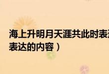 海上升明月天涯共此時(shí)表達(dá)了什么（海上升明月天涯共此時(shí)表達(dá)的內(nèi)容）