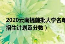2020云南提前批大學(xué)名單（2022年全國(guó)提前批大學(xué)在云南招生計(jì)劃及分?jǐn)?shù)）