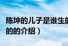 陳坤的兒子是誰生的（關(guān)于陳坤的兒子是誰生的的介紹）