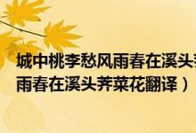 城中桃李愁風(fēng)雨春在溪頭薺菜花是什么意思（城中桃李愁風(fēng)雨春在溪頭薺菜花翻譯）