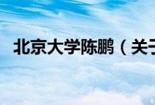 北京大學(xué)陳鵬（關(guān)于北京大學(xué)陳鵬的介紹）