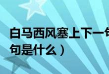 白馬西風塞上下一句什么（白馬西風塞上下一句是什么）