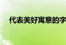 代表美好寓意的字（擁有美好寓意的字）