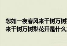 忽如一夜春風(fēng)來千樹萬樹梨花開是什么季節(jié)(忽如一夜春風(fēng)來千樹萬樹梨花開是什么意思)