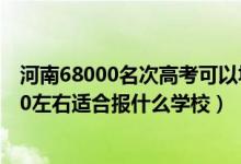 河南68000名次高考可以填什么學校（河南高考位次100000左右適合報什么學校）
