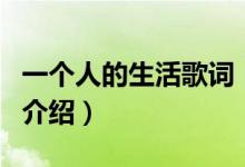 一個人的生活歌詞（關(guān)于一個人的生活歌詞的介紹）