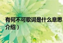 有何不可歌詞是什么意思（關于有何不可歌詞是什么意思的介紹）