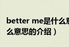 better me是什么意思（關于better me是什么意思的介紹）