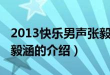 2013快樂男聲張毅涵（關(guān)于2013快樂男聲張毅涵的介紹）