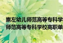 崇左幼兒師范高等?？茖W(xué)校2020單招專業(yè)（2022崇左幼兒師范高等?？茖W(xué)校高職單招招生專業(yè)及計(jì)劃）
