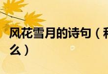 風(fēng)花雪月的詩(shī)句（和風(fēng)花雪月有關(guān)的詩(shī)句有什么）