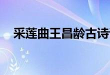 采蓮曲王昌齡古詩講解(采蓮曲 王昌齡)