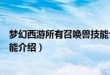 夢幻西游所有召喚獸技能介紹（關(guān)于夢幻西游所有召喚獸技能介紹）