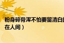 粉身碎骨渾不怕要留清白的詩(shī)意（粉身碎骨渾不怕 要留清白在人間）